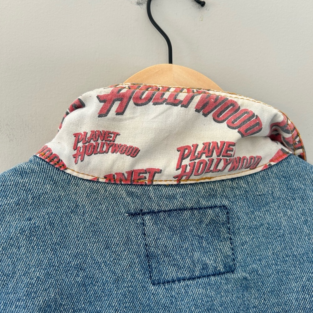 Vintage Blue Denim Jean Jacket with Red Script - Picture 5 of 10